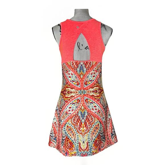 Nanette Lepore Sz Medium Dress Shelf Bra Pink Paisley Stretch Activewear Tennis - Picture 2 of 5